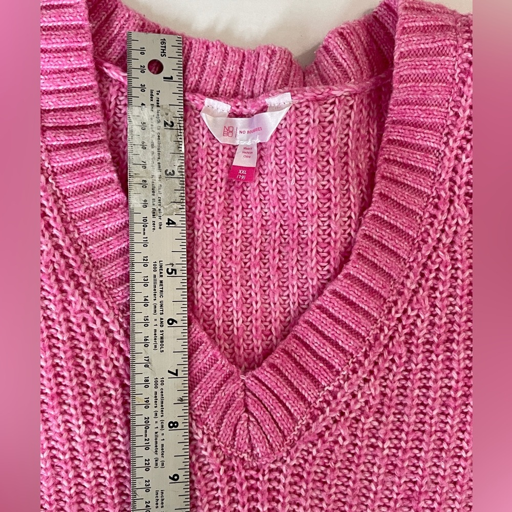 No Boundaries Pink Chunky Knit V-Neck Sweater | Size XXL (19) - Picture 4 of 11